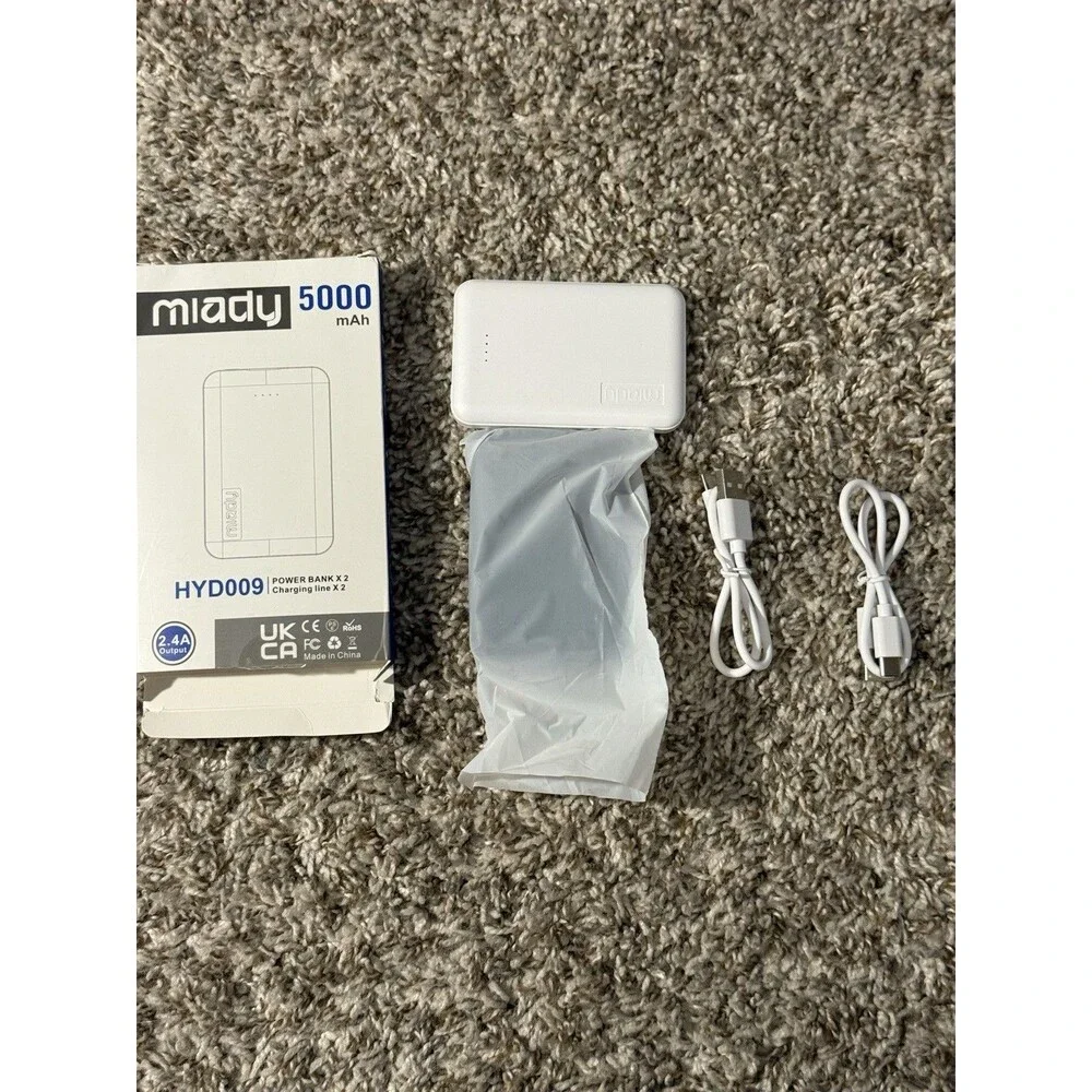 Miady 2-Pack 5000mAh Mini Portable Charger, 5V 2.4A USB-C Output Fast Charging